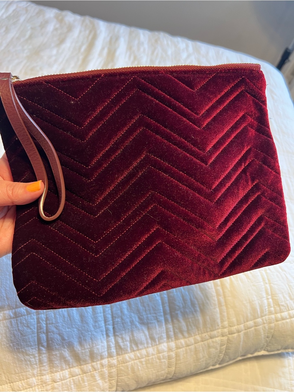 Old Navy Velvet Wristlet Clutch - Deep Burgundy